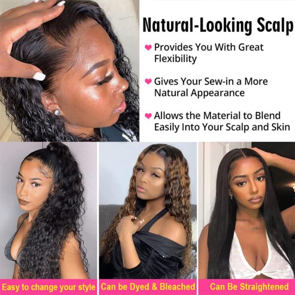 180 Density Deep Wave Lace Front Wigs Human Hair HD Transparent Wet and Wavy Glueless Wigs Pre Plucked with Baby Hair 13x4 Curly Lace Frontal Wigs for Black Women - Image 3