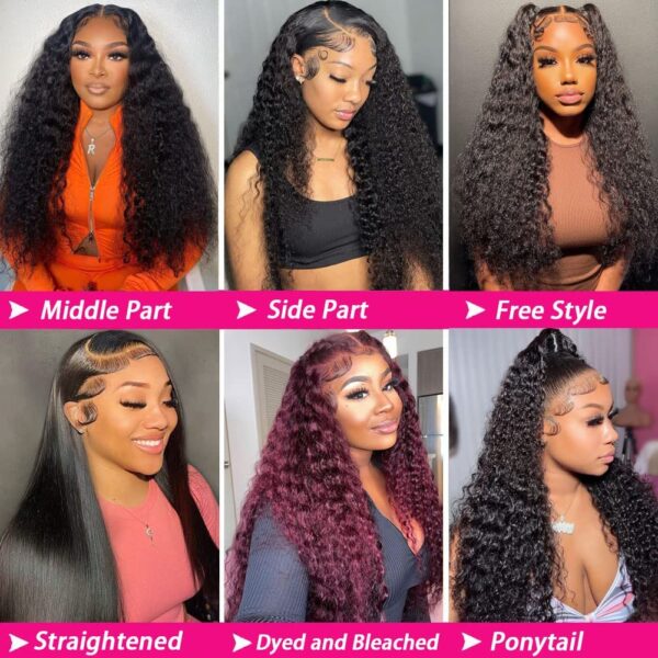 180 Density Deep Wave Lace Front Wigs Human Hair HD Transparent Wet and Wavy Glueless Wigs Pre Plucked with Baby Hair 13x4 Curly Lace Frontal Wigs for Black Women - Image 5