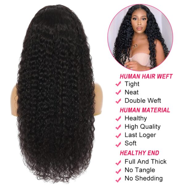 180 Density Deep Wave Lace Front Wigs Human Hair HD Transparent Wet and Wavy Glueless Wigs Pre Plucked with Baby Hair 13x4 Curly Lace Frontal Wigs for Black Women - Image 2