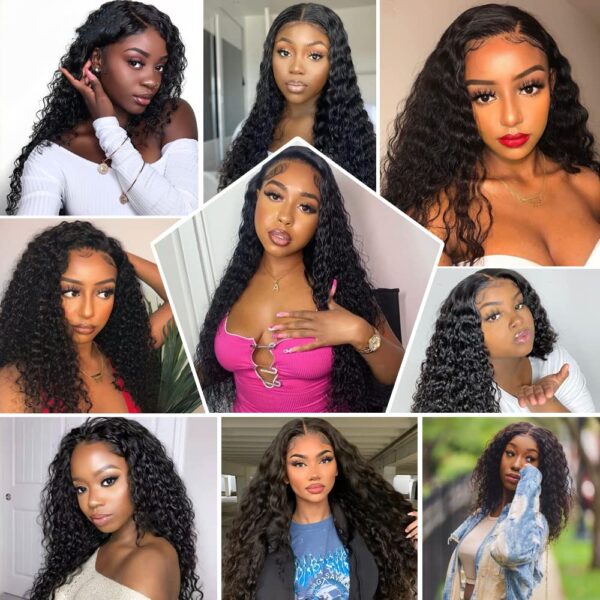 180 Density Deep Wave Lace Front Wigs Human Hair HD Transparent Wet and Wavy Glueless Wigs Pre Plucked with Baby Hair 13x4 Curly Lace Frontal Wigs for Black Women - Image 6